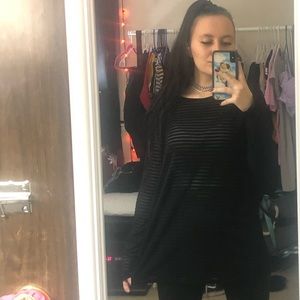 black stripped mesh long sleeve